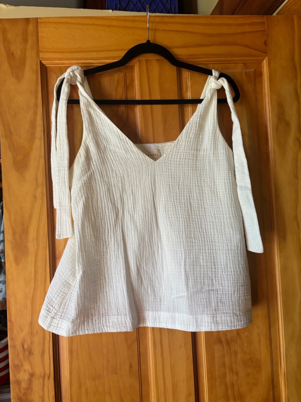 Sezane White Tie-Shoulder Cotton Tank